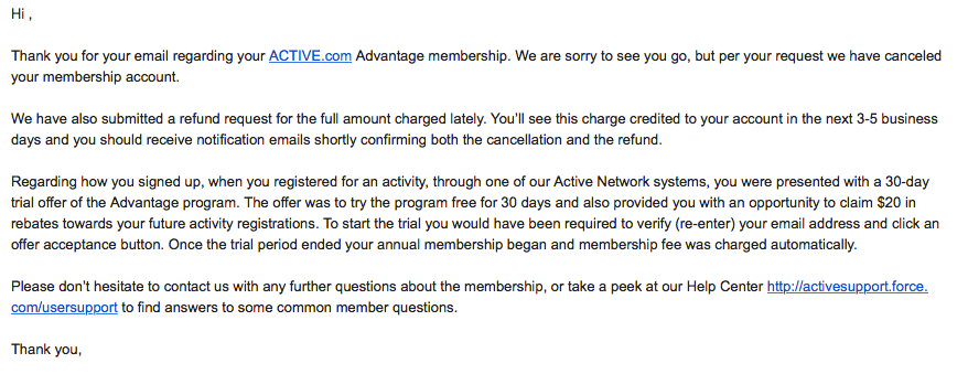 active.com credit card charges